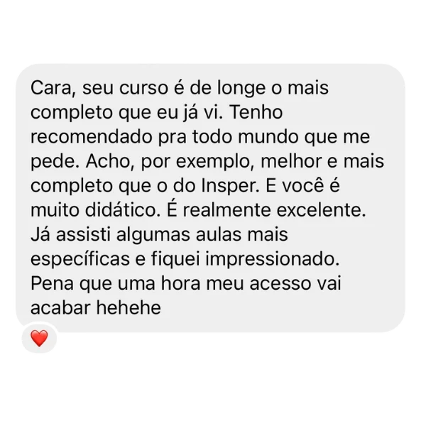 Depoimento de aluno do curso 1