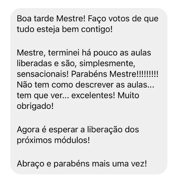 Depoimento de aluno do curso 2