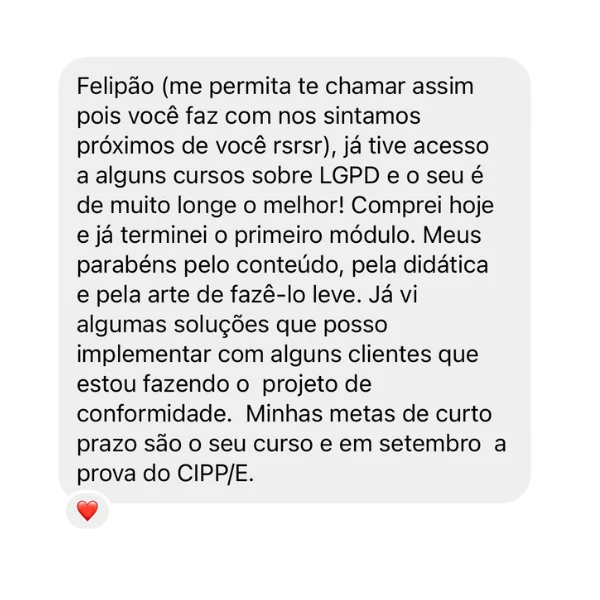 Depoimento de aluno do curso 5