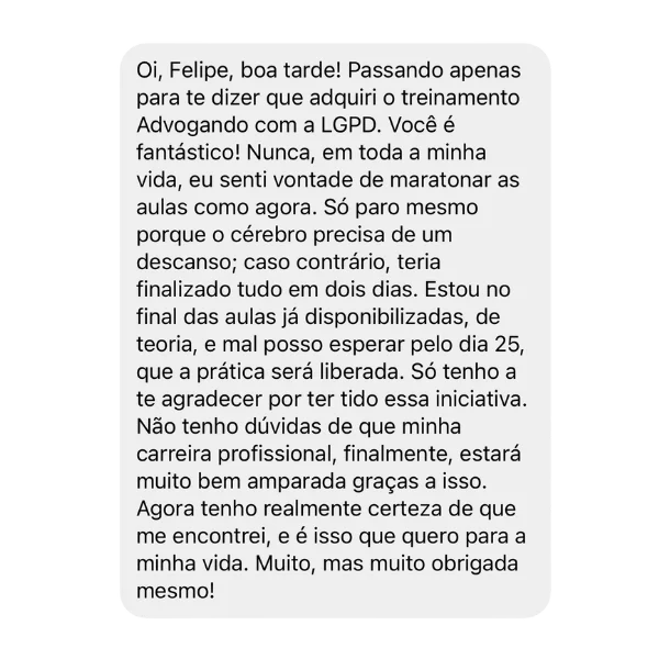 Depoimento de aluno do curso 6